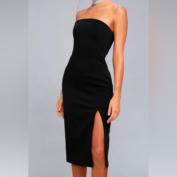 Lulu's | Finders Keepers Lucie Black Strapless Dress - Picture 4 of 14